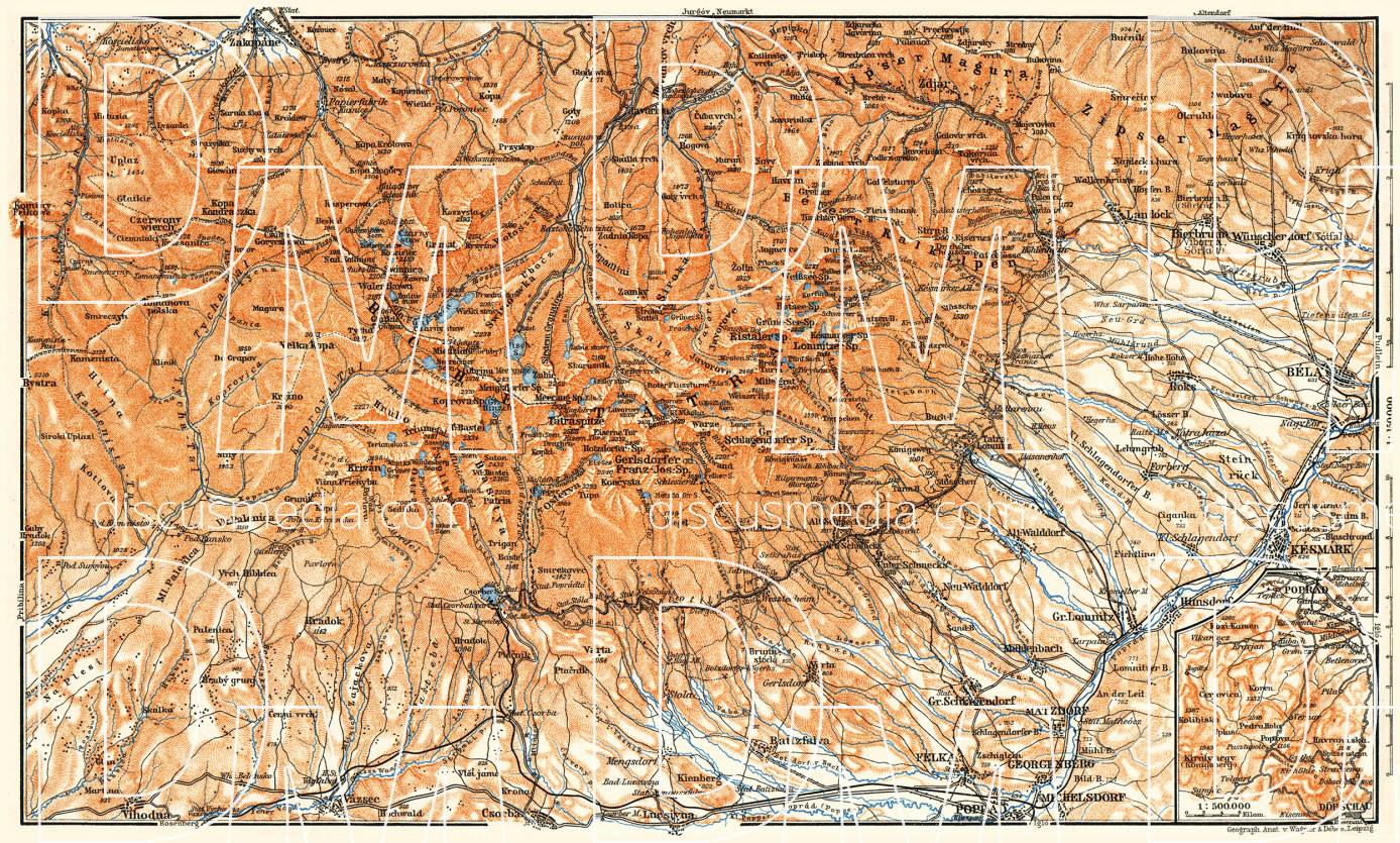 Old map of High Tatras (Vysoké Tatry, Tatry Wysokie) in 1911. Buy ...