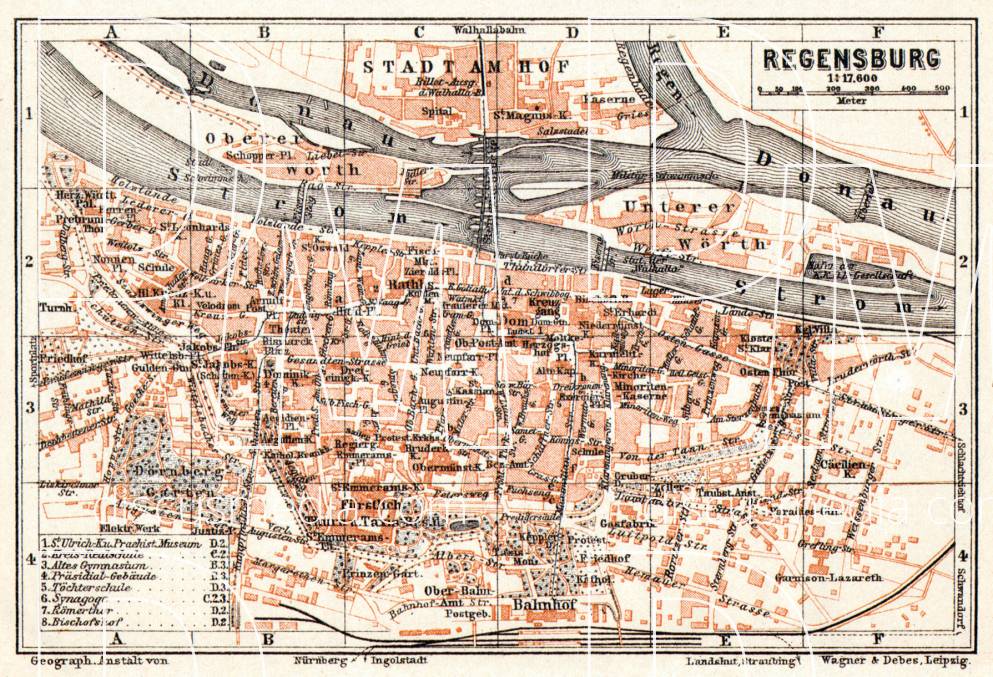 Old Map Of Regensburg In 1906. Buy Vintage Map Replica Poster Print Or 