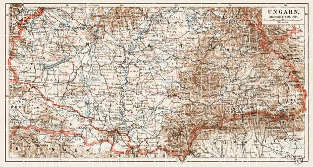 Old Map Of Hungary In 1903 Buy Vintage Map Replica Poster Print Or   256a7becef864334190185d6fd28f800 