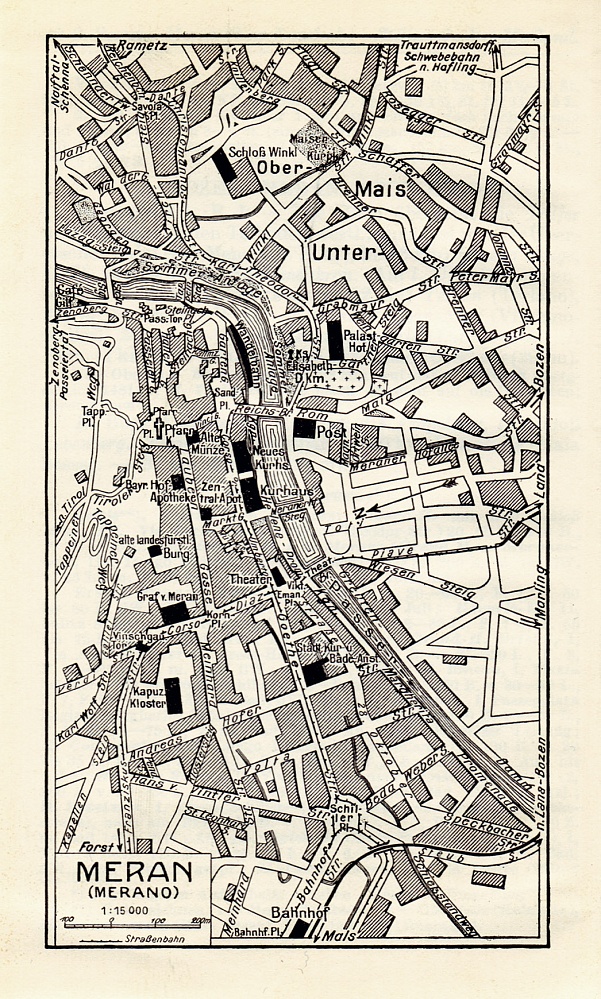 Meran (Merano) city map, 1929