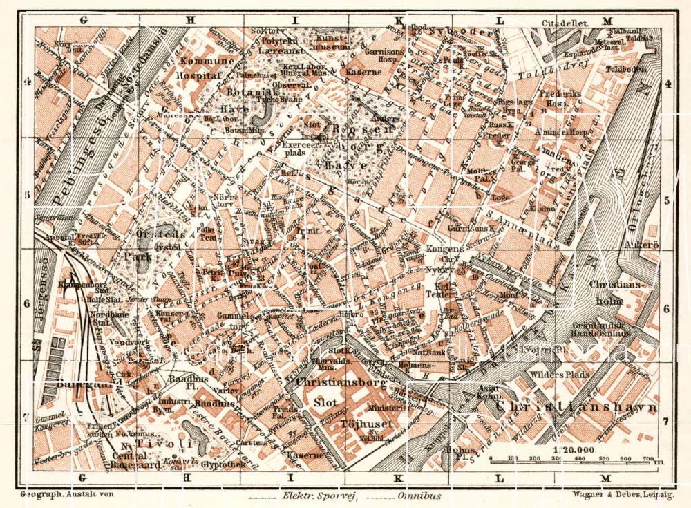 Old map of Copenhagen (København) Center in 1911. Buy vintage map ...