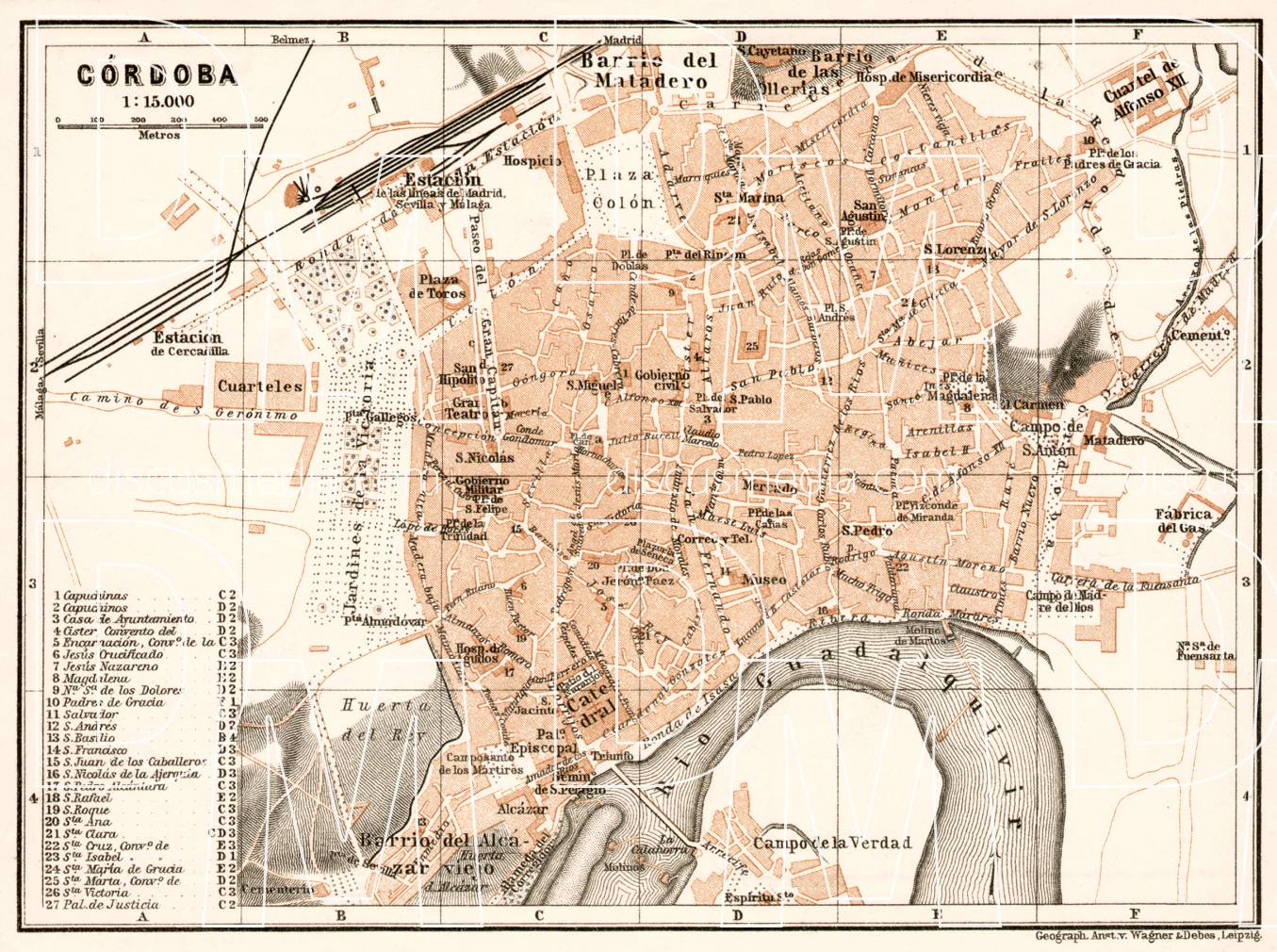 Old map of Córdoba in 1911. Buy vintage map replica poster print or 