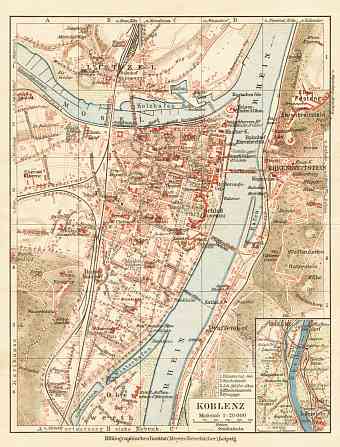 Koblenz city map, 1927