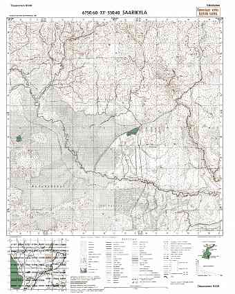 Ostrov Village Site. Saarikylä. Topografikartta 513111. Topographic map from 1942