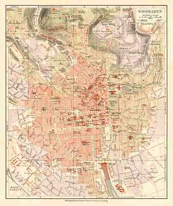 Wiesbaden city map, 1927