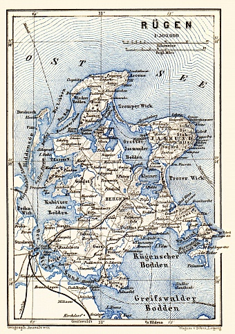 Rügen Island map, 1887