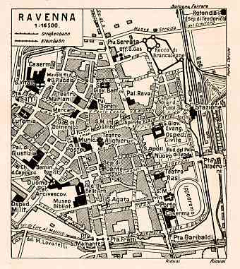 Ravenna city map, 1929