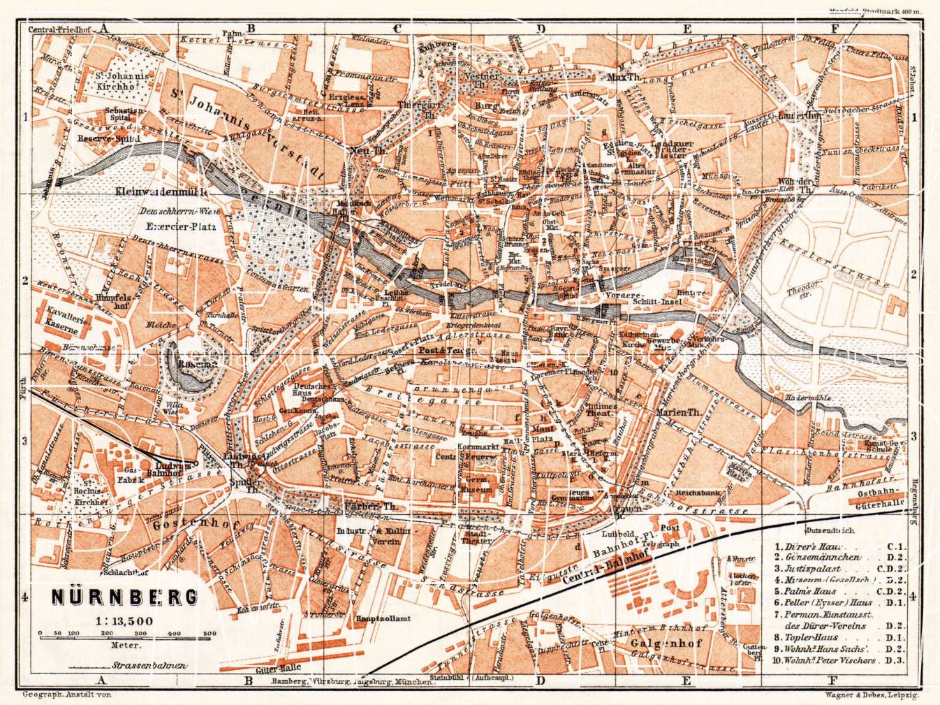 Old Map Of Nürnberg (Nuremberg) In Bavaria In 1906. Buy Vintage Map ...