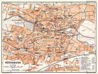 Nürnberg (Nuremberg) city map, 1906