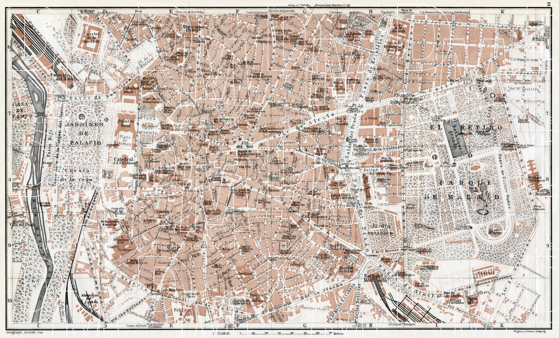 Old map of Madrid Center in 1913. Buy vintage map replica poster print ...