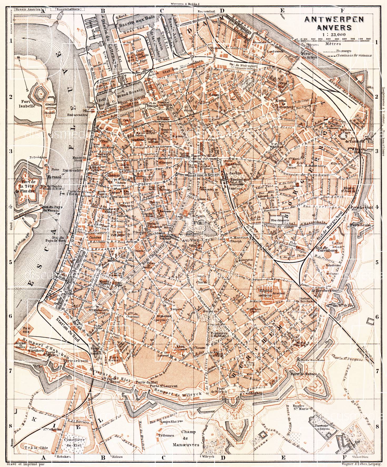 Old map of Antwerp (Antwerpen, Anvers) in 1903. Buy vintage map replica ...