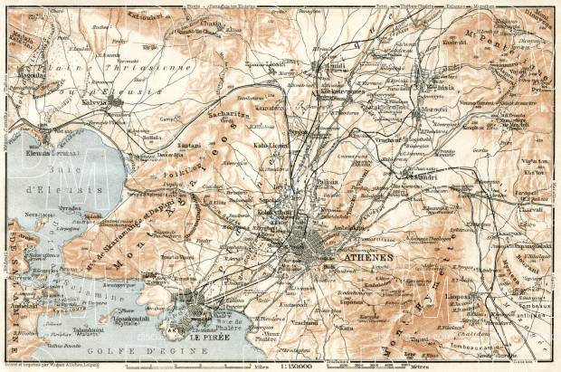 Old map of Athens vicinity in 1911. Buy vintage map replica poster ...