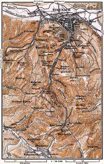 Eisenach and environs map, 1887