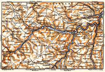 Nahe Valley. Kreuznach and environs map, 1905