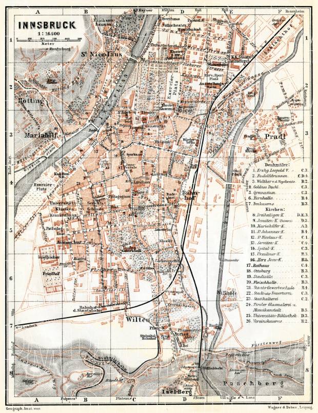 Old map of Innsbruck in 1910. Buy vintage map replica poster print or ...