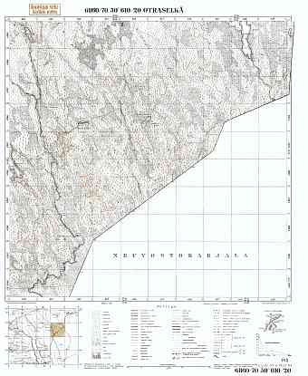 Otraselga Village Site (Kollasjoki, River). Otraselkä. Topografikartta 521110, 521301. Topographic map from 1940