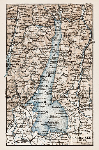 Map of the Garda Lake (Lago di Garda), 1903