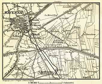 Ravenna and environs map, 1908