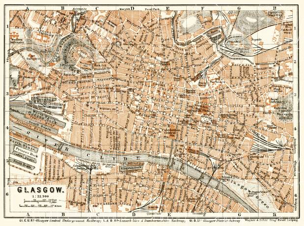 Old Map Of Glasgow In 1906. Buy Vintage Map Replica Poster Print Or ...