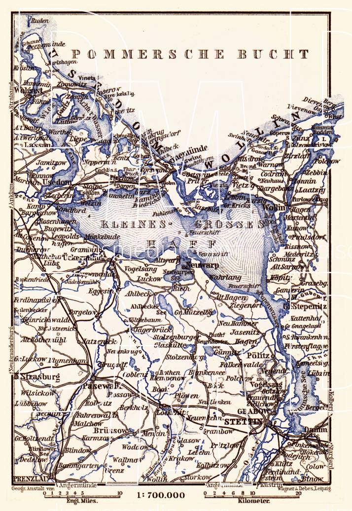 Old map of the vicinity of Stettin (Szczecin) in 1887. Buy vintage map ...