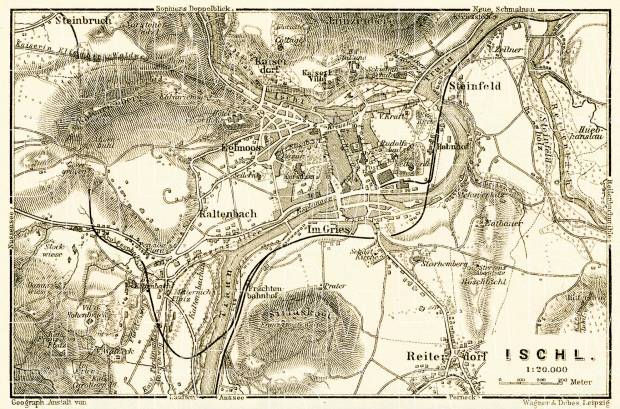 Old map of Bad Ischl (Ischl) in 1906. Buy vintage map replica poster ...