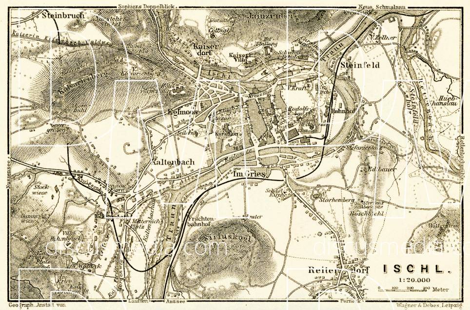 Old map of Bad Ischl (Ischl) in 1906. Buy vintage map replica poster ...