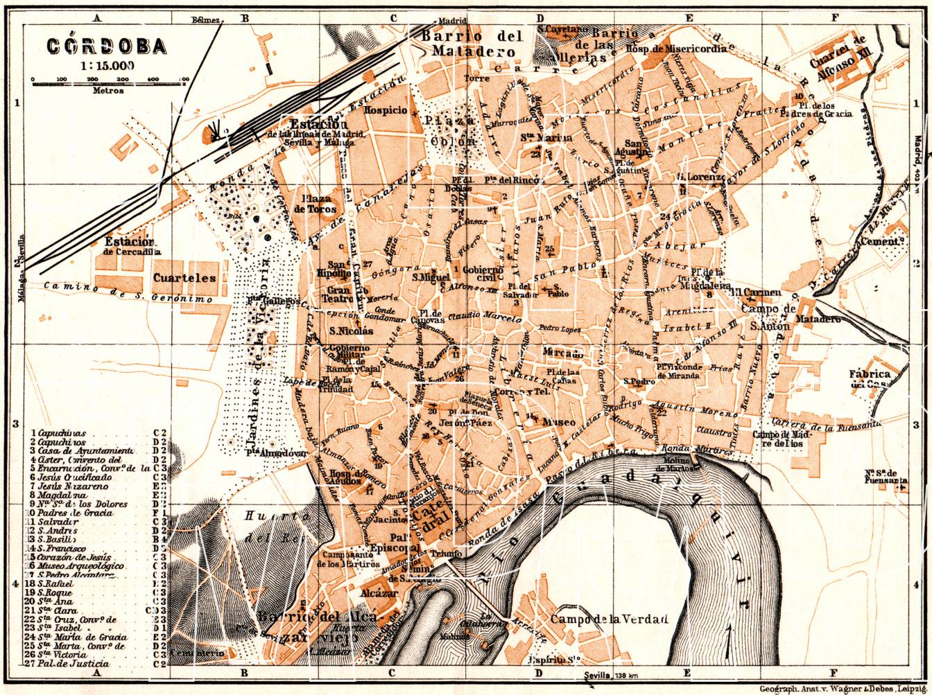 Old map of Córdoba in 1929. Buy vintage map replica poster print or 