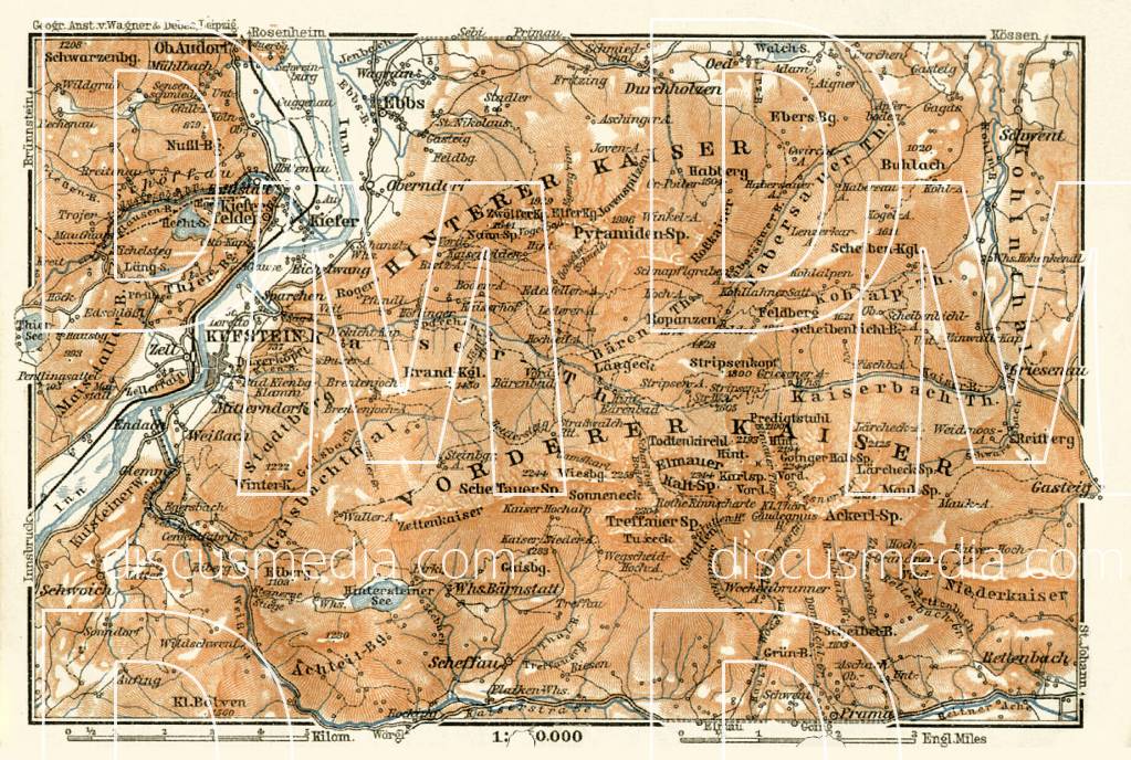 Old map of Kufstein vicinity in 1906. Buy vintage map replica poster ...