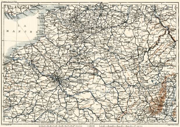 Old map of Northeast France in 1913. Buy vintage map replica poster ...