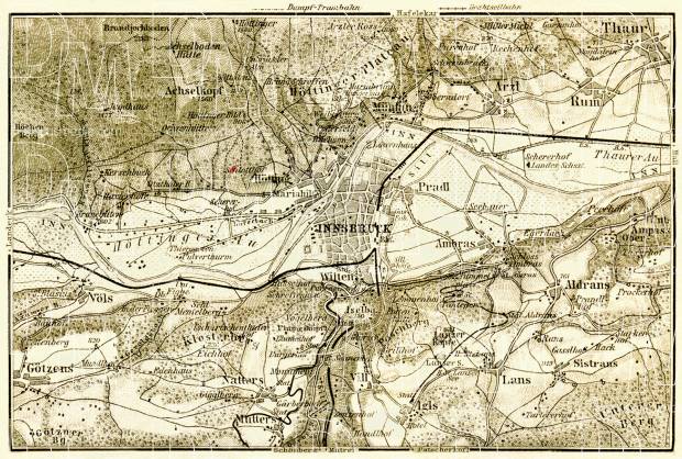 Old map of Innsbruck vicinity in 1906. Buy vintage map replica poster ...