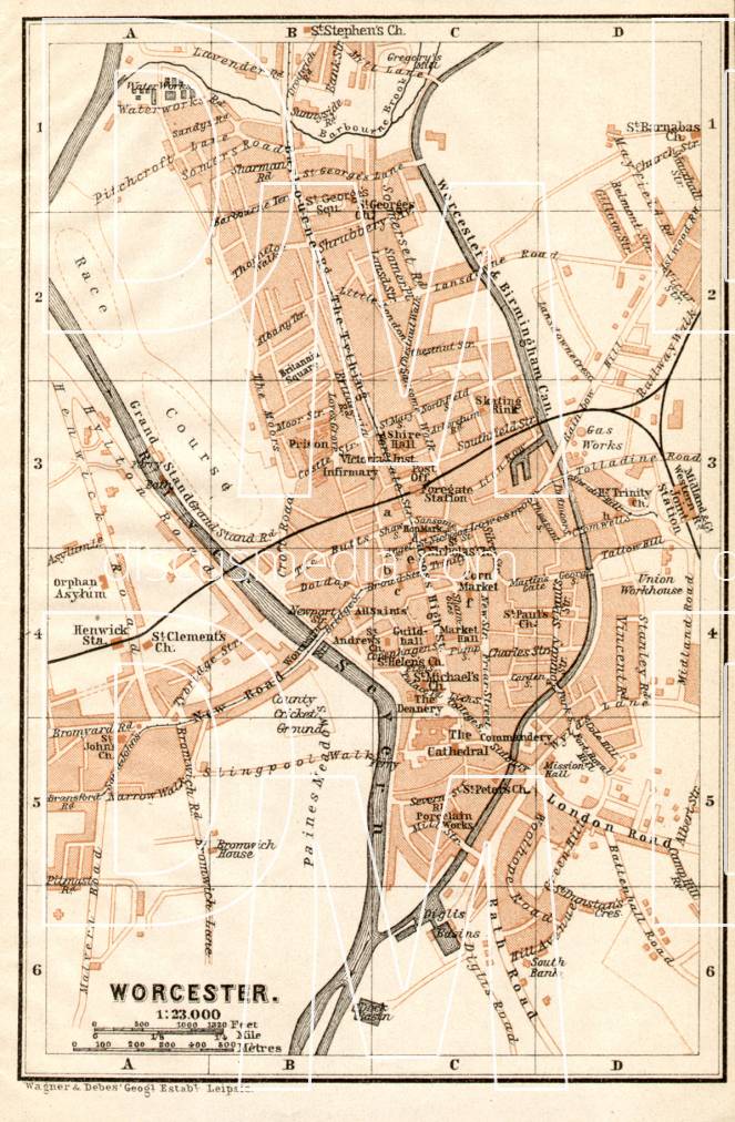 Old map of Worcester in 1906. Buy vintage map replica poster print or ...