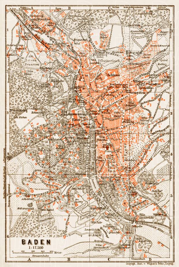 Old map of Baden in 1909. Buy vintage map replica poster print or ...