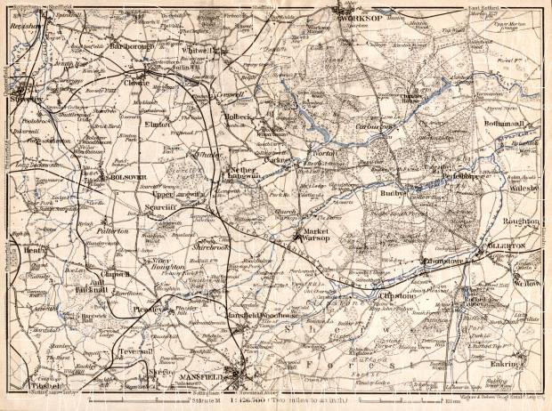 Old map of Sherwood Forest and the Dukeries in 1906. Buy vintage map ...