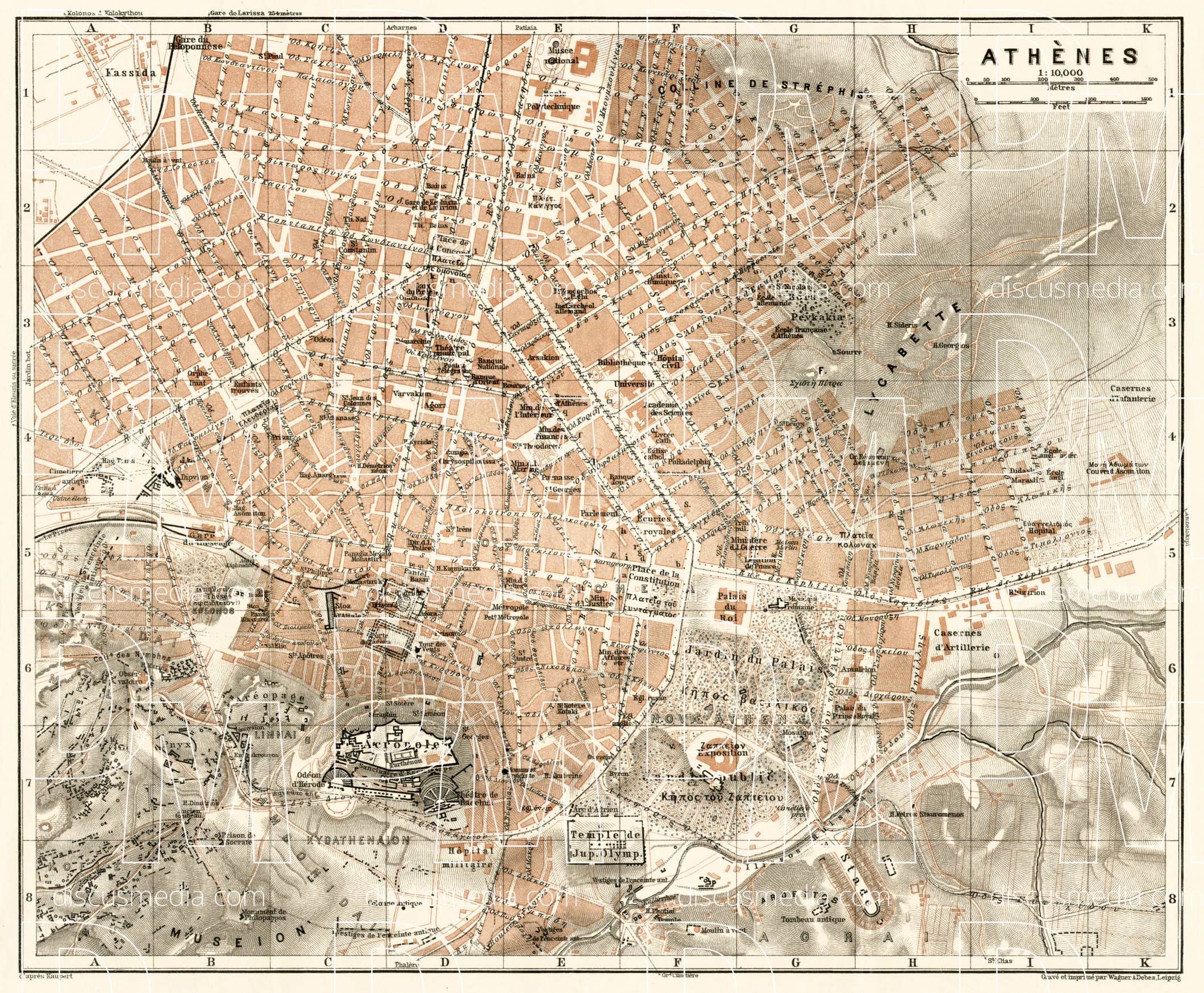 Old map of Athens in 1911. Buy vintage map replica poster print or ...