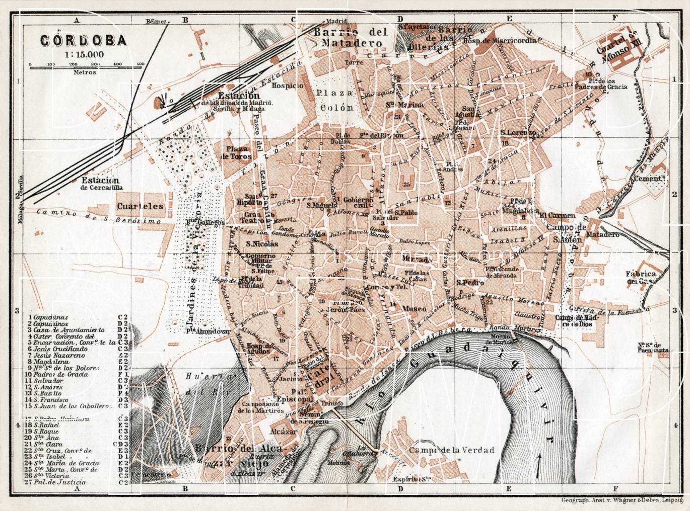 Old map of Córdoba in 1913. Buy vintage map replica poster print or 