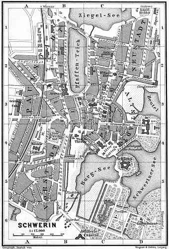 Schwerin city map, 1887