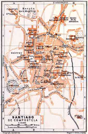 Santiago de Compostela city map, 1929