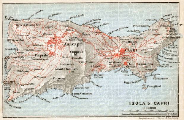 Old Map Of Capri Isle In 1912 Buy Vintage Map Replica Poster Print Or Download Picture 8559