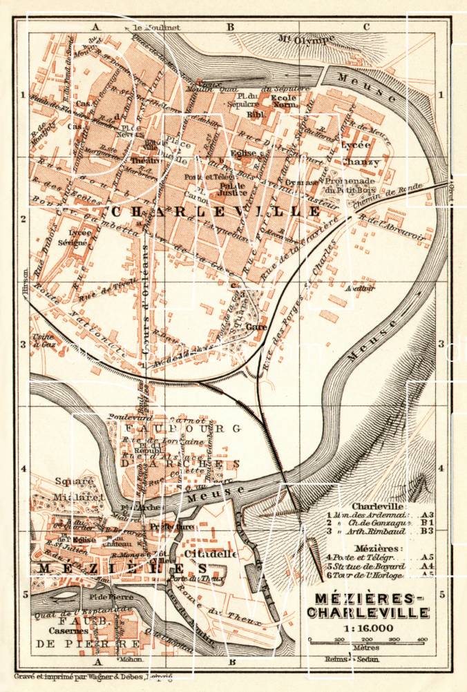 Old Map Of Charleville Mézières Mézières Charleville In 1909 Buy Vintage Map Replica Poster 2126