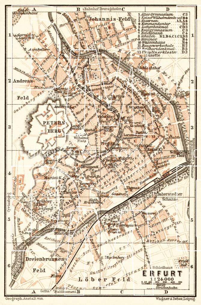 Old map of Erfurt in 1906. Buy vintage map replica poster print or ...