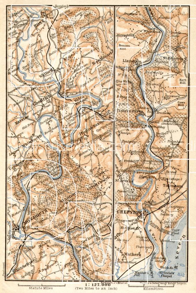 Old map of the Valley of Wye in 1906. Buy vintage map replica poster ...