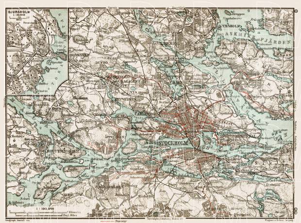 Old map of Stockholm nearer vicinity in 1929. Buy vintage map replica ...