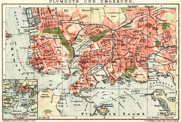 Old map of Plymouth and vicinity in 1912. Buy vintage map replica ...