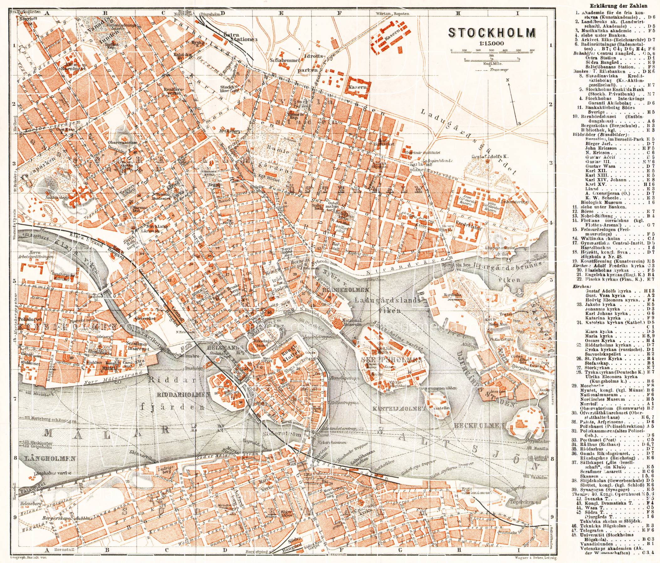 Old map of Stockholm in 1910. Buy vintage map replica poster print or ...