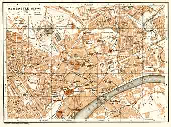 Newcastle upon Tyne city map, 1906