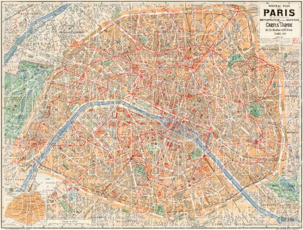 Old map of Paris in 1928. Buy vintage map replica poster print or ...