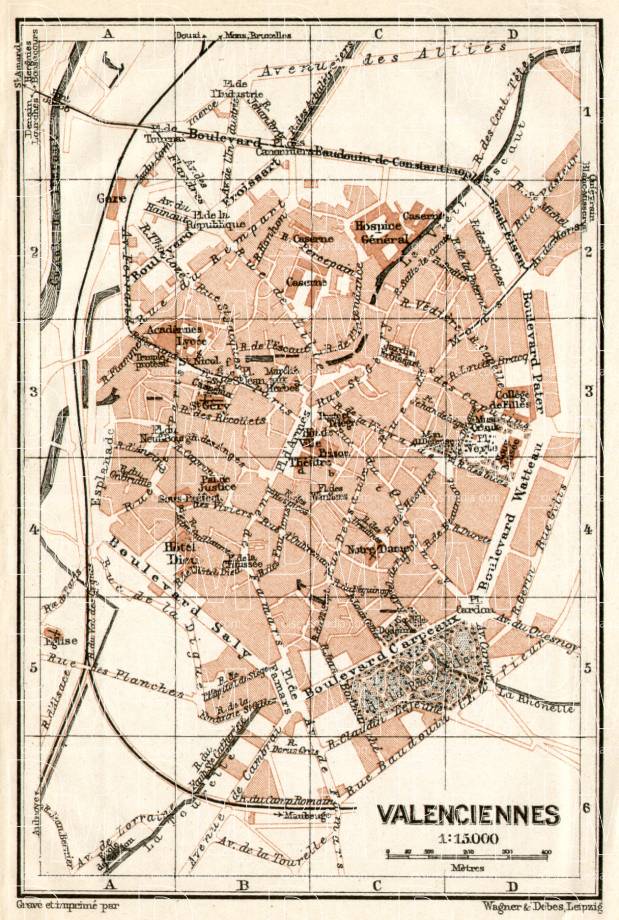 Old map of Valenciennes in 1909. Buy vintage map replica poster print ...