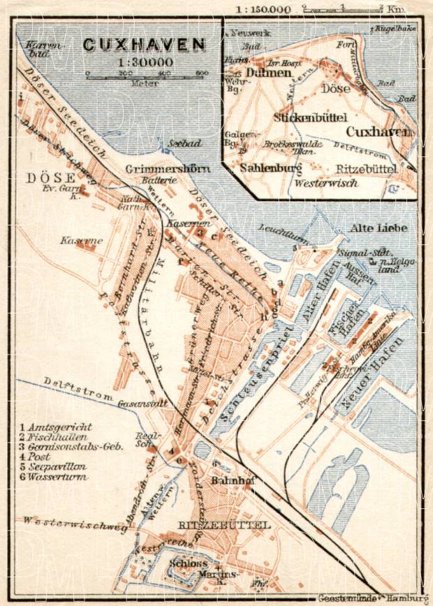 Old Map Of Cuxhaven In 1911. Buy Vintage Map Replica Poster Print Or ...