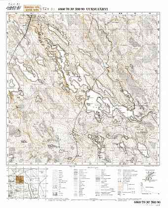 Uksujarvi Lake. Uuksujärvi. Topografikartta 521101. Topographic map from 1940