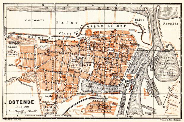 Old Map Of Ostend Ostende In 1904 Buy Vintage Map Replica Poster   5d30fffb7ef69670e6268f1d9d5b25a4 